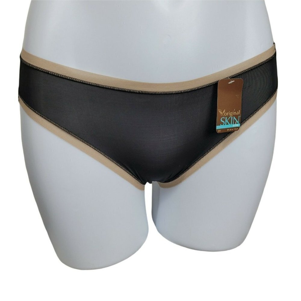 Vintage Vanity Fair Original Skin Bikini Panty Second Skin Sheer Black Tan Sm/5